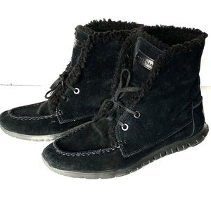 COLE HAAN Black Zerogrand Shearling Chukka 10